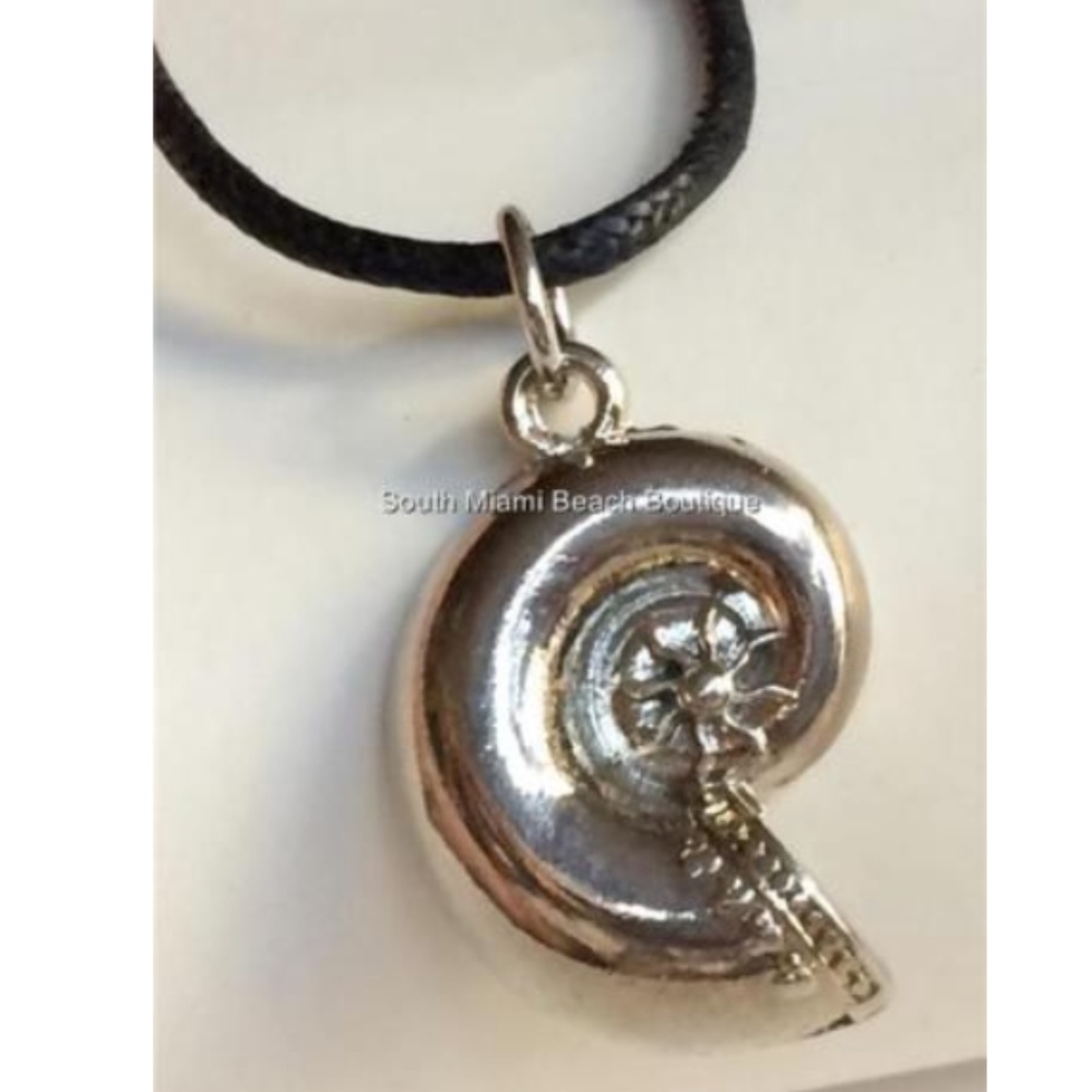 Vtg Mens Nautilus Shell Necklace Shiva Surfing Nautical Womens 22" Silver Plated